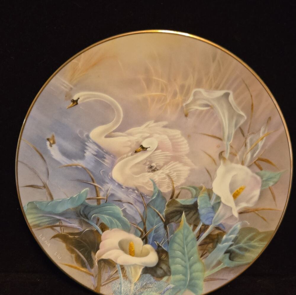 W.S. George Lena Liu "The Swans" On Wings of Snow Collector Plate 84-G20-54.1
